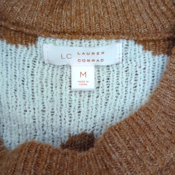 Lauren Conrad LC Sweater Brown with White Dots  Long Sleeve SZ M - Picture 3 of 4